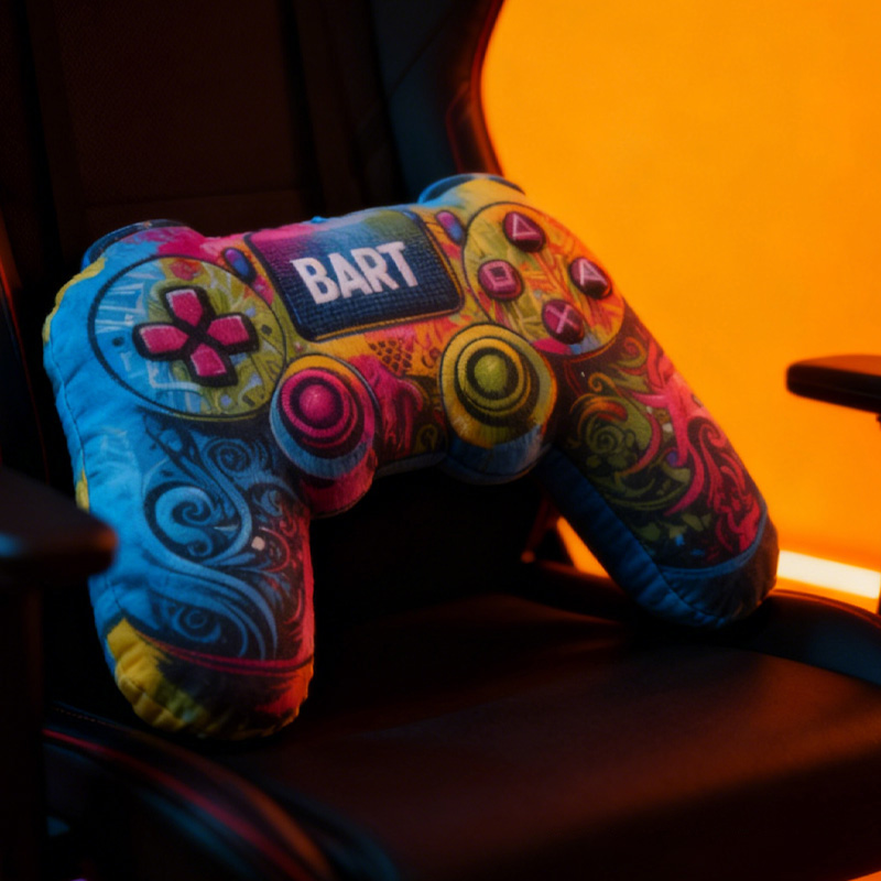 Personalized Neon Game over Pillow Gamer Controller Pillow Gift for Game Geek Lover