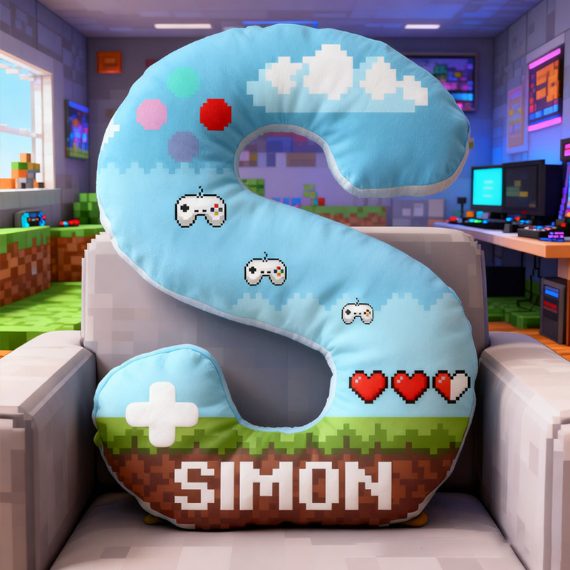 Personalized Pixel Art Letter Pillow Game Controller Letter Pillow Gift for Retro Game Geek Lover
