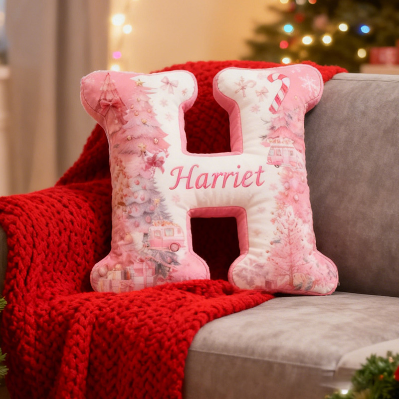 Personalized Flower Camping Theme Initial Pillow Custom Outdoor  camping lover Letters Pillow Christmas Gift for Camping enthusiasts