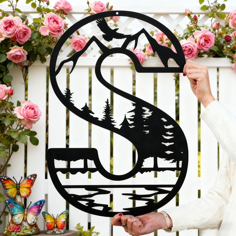 Personalized Metal Letter Outdoor Monogram Mountain Wall Decor Nature Wall Art Custom Camper Decor Home Decor Outdoor Lovers Gift