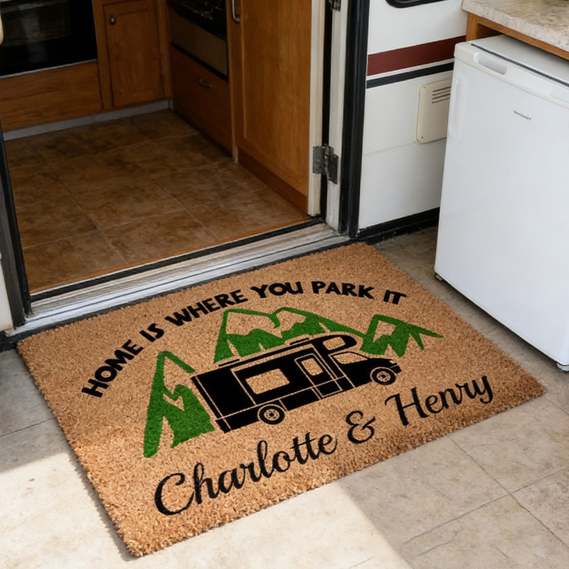 Personalized Camping Welcome Mat Home Is Where You Park It Class Custom Camping Gift Motorhome Mat Custom Rv Gifts Valentine’s Day Gift