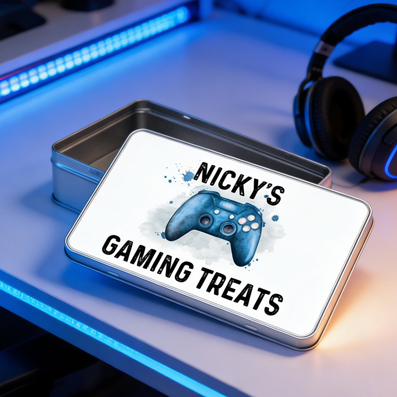 Personalised Gamer Treats Tin Gaming Birthday Gift for Kid Gaming Snacks Storage Gift for Geek Gamer Lover
