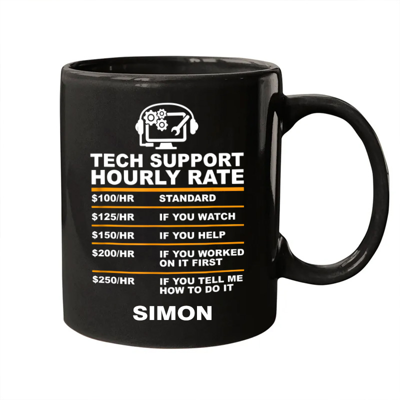 Personalized Tech Support Hourly Rate Tech Computer Geek Gifts Mug Nerds Geek Lover Gift
