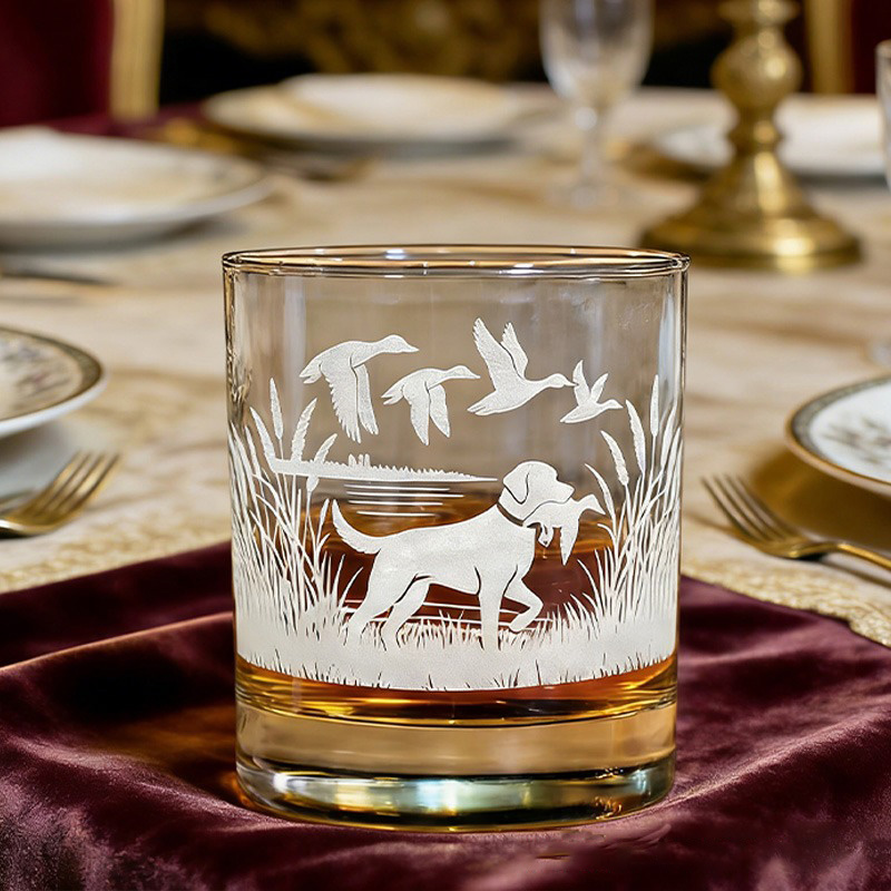 Personalized Hunting Dog Whiskey Glass Custom Outdoors Hunting Lover Whiskey Glass Gift for Hunting
