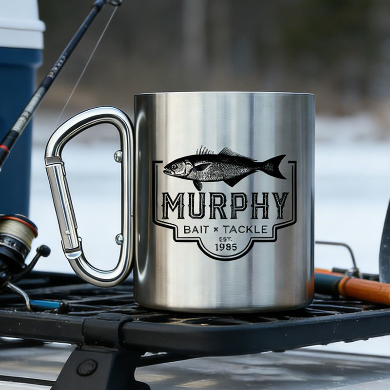 Personalized Fish Coffee Mug Custom Fishing Stainless Steel Mug Bait and Tackle Gift Fisherman Gift Fly Fishing Drinkware