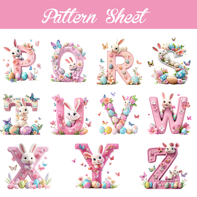 Personalized Name Rabbit Easter Eggs 3D Pink Alphabet Bucket Bag with Bunny Ears Cotton Linen Easter Egg Hunt Basket Easter Gift for Kids Boys Girls