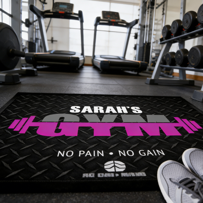 Personalized Gym Door Mat Barbells for Home Gym Weights Room Workout Exercise Studio Rug for Gym Lovers