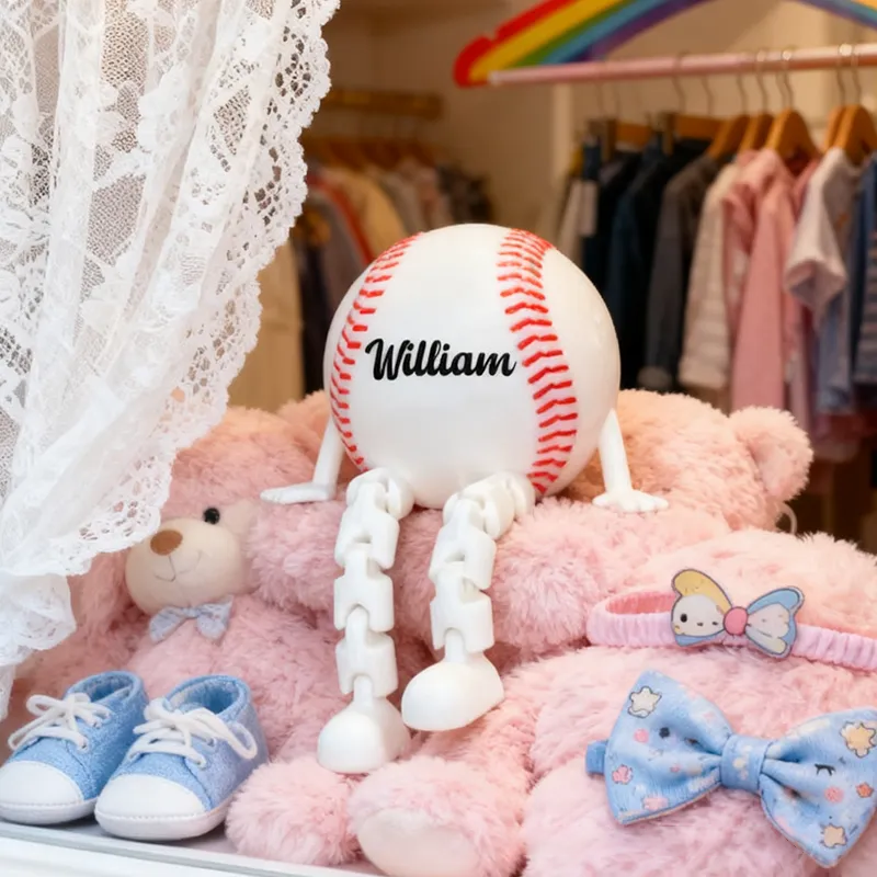 Personalized Baseball Decor with Dangling Legs and Custom Name