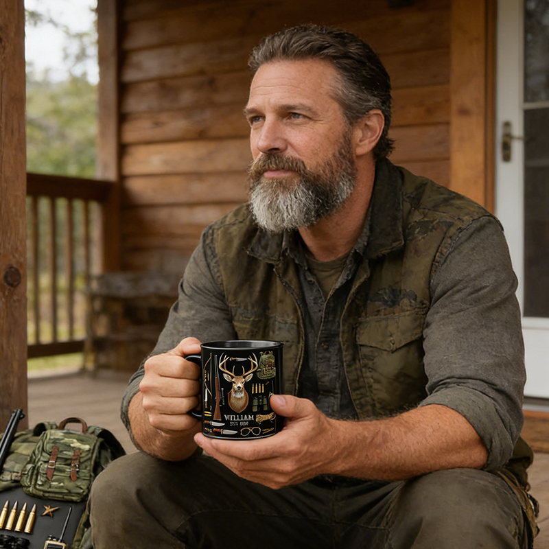 Personalized Deer Hunting Gear Mug Custom Name and Year Gift for Hunters and Outdoor Enthusiasts