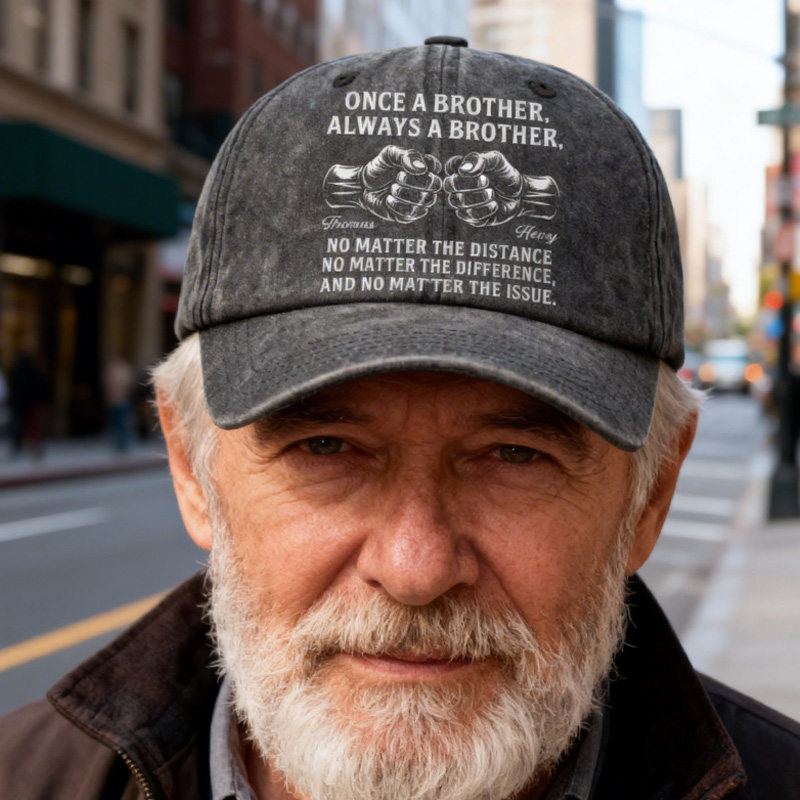 Personalized Vintage Washed Denim Baseball Cap Birthday Gifts for Brother Always a Brother