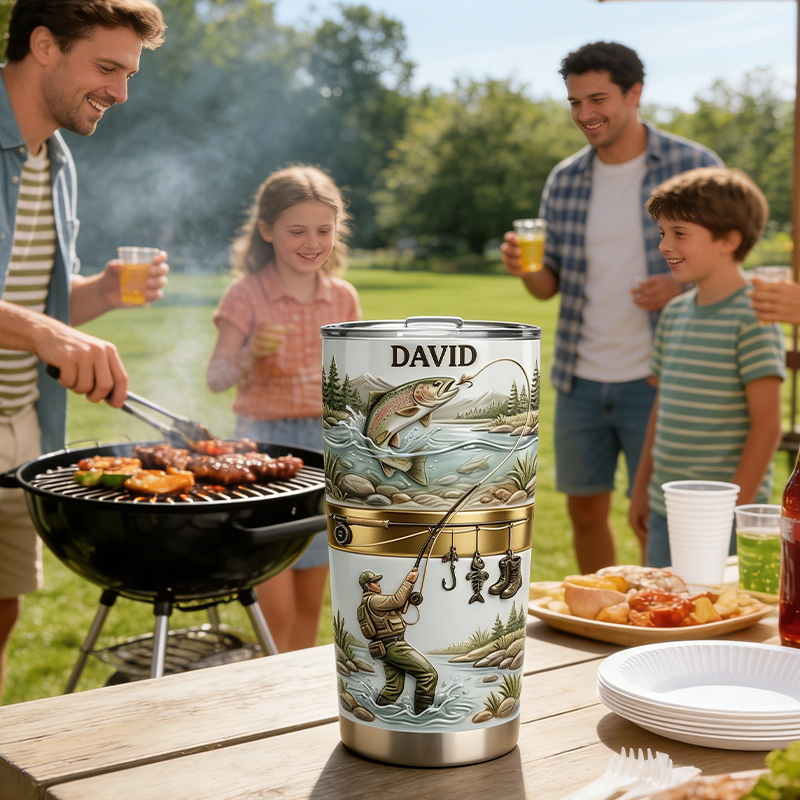 Personalized Lake Days Fishing Tumbler Custom Name Gift for Fishing Lovers