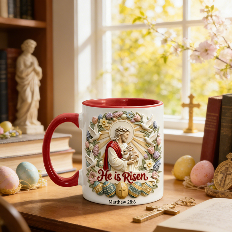 Personalized "He is Risen" Easter Mug Custom Name Christian Gift