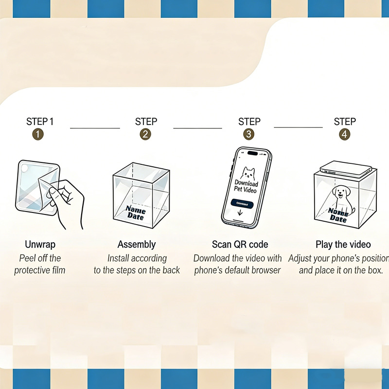 Personalized Pet Holographic Digital House with Name and Dates Custom Memorial Acrylic Light Display Pet Lover Gifts