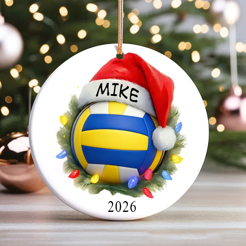 Personalized Sports Themed Christmas Ornament with Custom Name Year and Festive Design