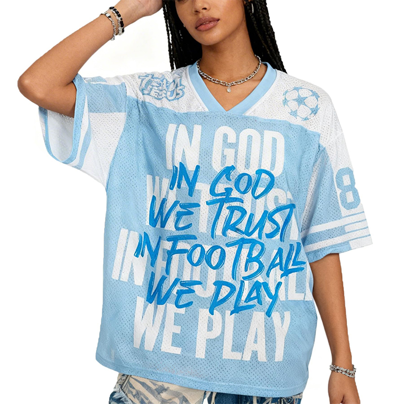Personalized In God We Trust In Football We Play Mesh Football Jersey Custom Number Team Jesus Christian Sportswear