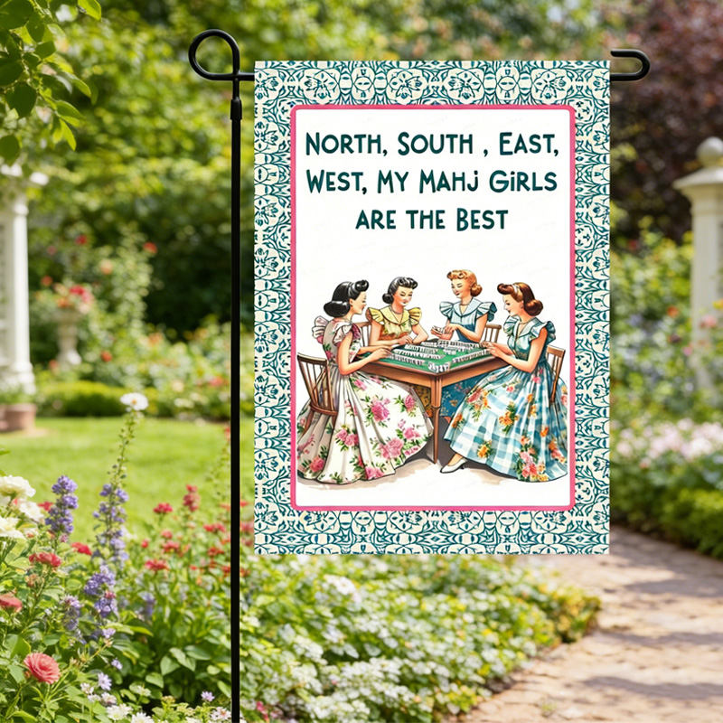 Mahjong Front Pastel Pink & Blue Door Welcome Flag Mahjong Game Girls Night Decoration Garden Flag It’s Mahjong Time Garden Flag Mahjong Lover Gift Game Night