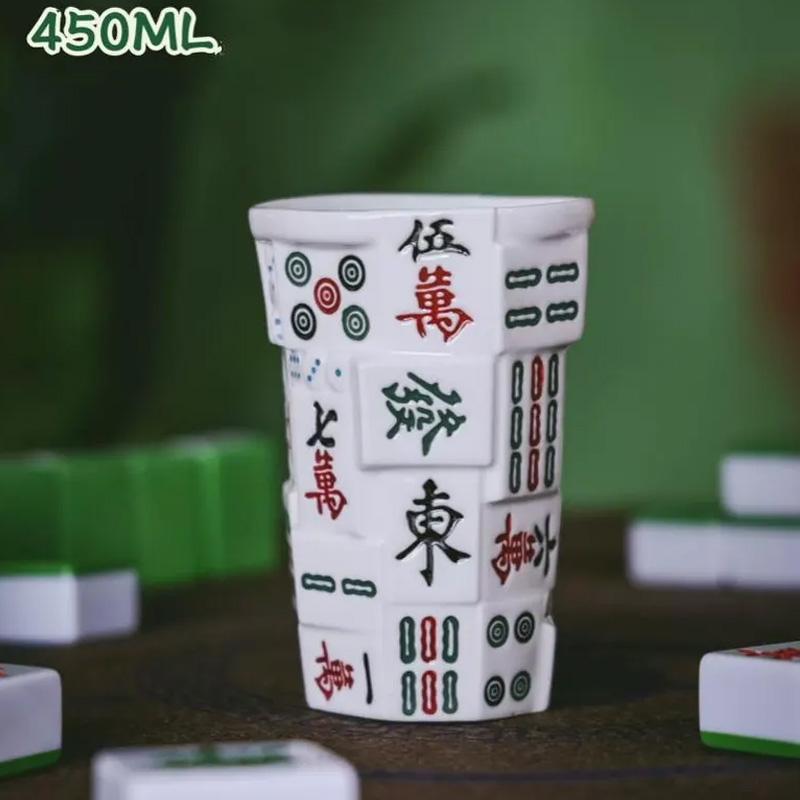 Handmade Ceramic Mahjong Mug Player Coffee Cup Mahjong Lover Gift