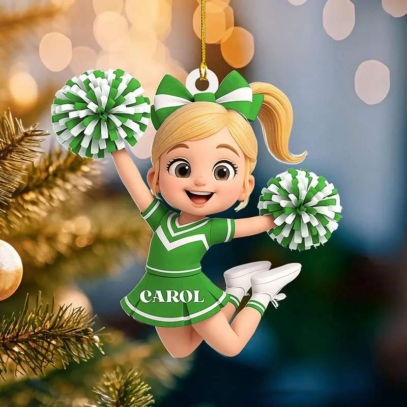 Personalized Acrylic Cheerleader Ornament with Custom Name