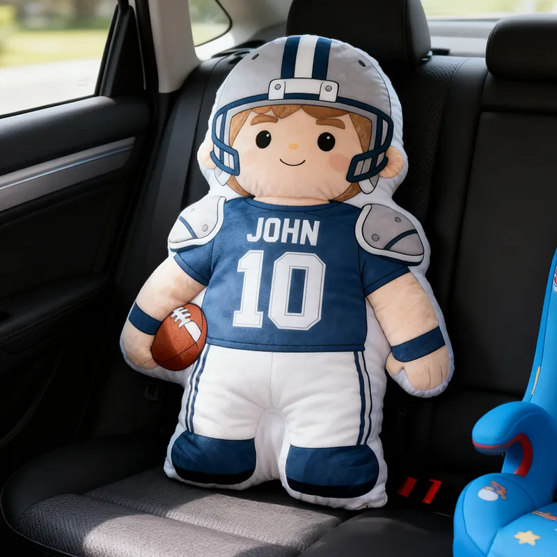 Personalized Football Player Plush Pillow with Custom Name and Number Design