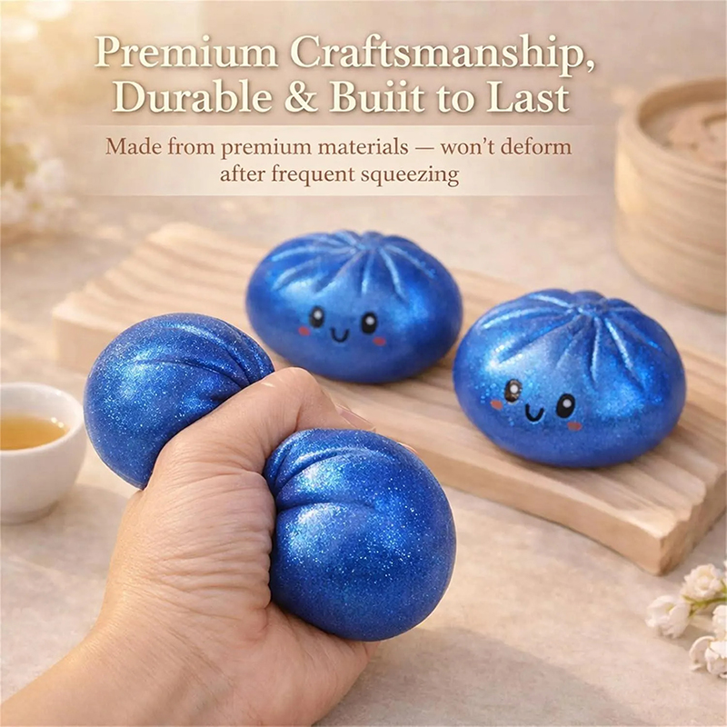 Personalized  Cute Steamed Bun Squeeze Toy Fun Sensory Stress Relief Toy with Steamer Basket for Anxiety Relief