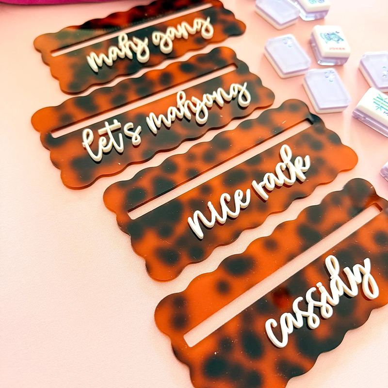 Personalized Tortoise Shell Mahjong Line Finder Scalloped Tortoise Shell Mahjong Line Reader Gifts for Mahjong Lovers