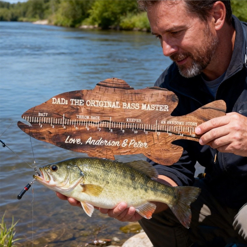 Personalized Fish Ruler for Fathers Day Gift from Kids Fishing Gift for Dad Funny Fish Ruler for Dad Gift for Grandpa Fishing Buddy Gift