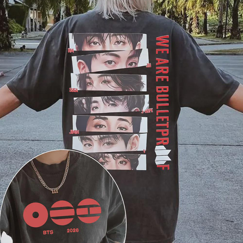 Personalized BTS We Are Bulletproof Tour 2026 T-Shirt Member Eyes Art K-Pop Tee for ARMY