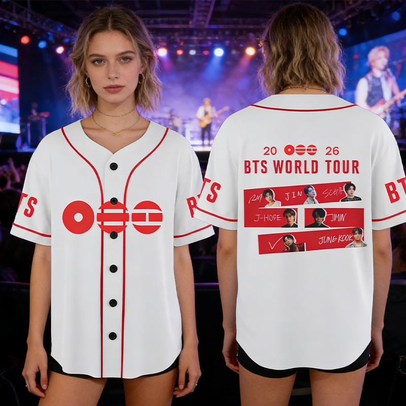 Personalized BTS 2026 World Tour Baseball Jersey K-Pop Fan Shirt Army Gifts
