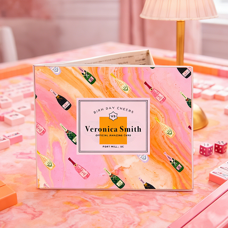 Personalized Champagne Themed Birthday Cheers Mahjong Tile Set Template for Mahjong Lovers