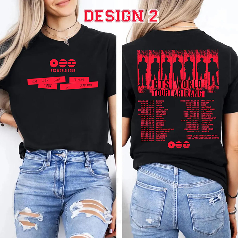 Personalized BTS World Tour Member T-Shirt K-Pop Tour Tee for Concerts Arirang Kpop Bangtan T-Shirt Fandom Gift Idea