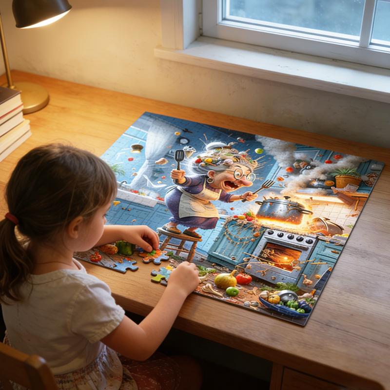 Grandma's Culinary Storm Jigsaw Puzzle Birthday Gifts for Kids Gift Idea for Cartoon Lovers