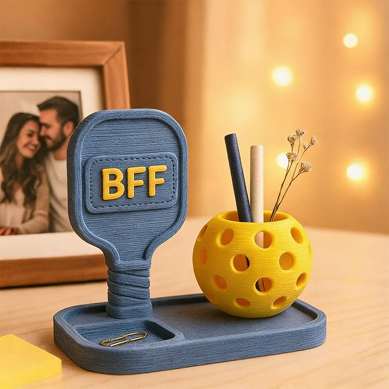 Personalized 3D Printed Pickleball Pen Holder Desk Organizer Cute Pickleball Gift for Women Coaches & Coworkers