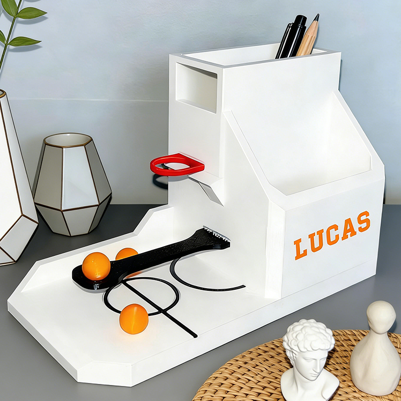 Personalized 3D Printed Basketball Desk Organizer with Custom Name for Sports Fans