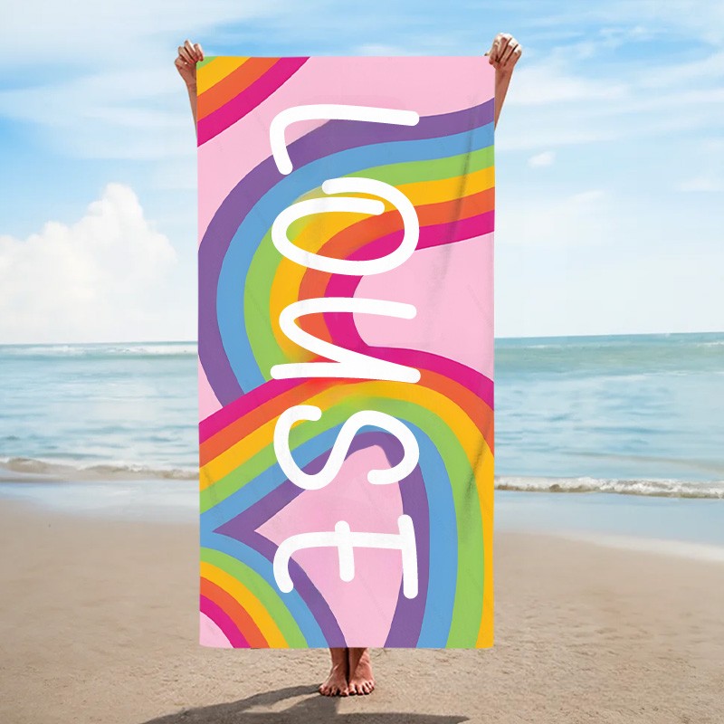 Personalized Kids Name Towel Gift for Kids Rainbow Kids Towel