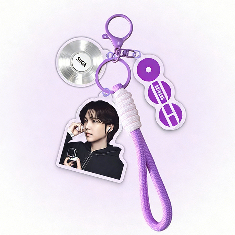Personalized Kpop Member Photo Bag Charm with Album Disc Design  Keychain ARMY Gift