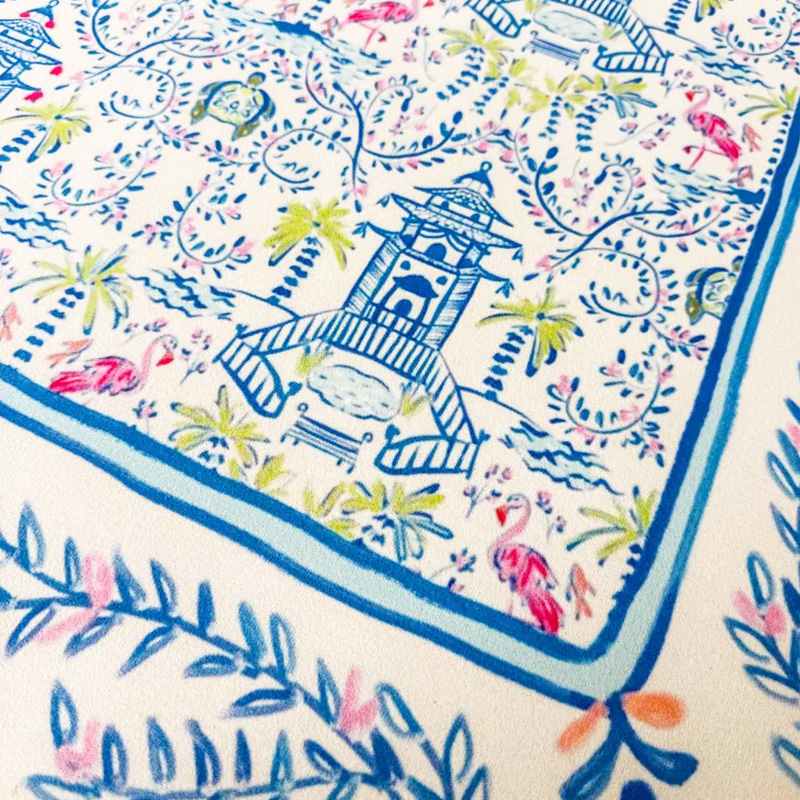 Chinoiserie Mahjong Game Mat Pagoda Mahjong Design Waterproof Non Slip Elegant Table Protector Gift Mahjong Mat Mahjong Lovers Gifts