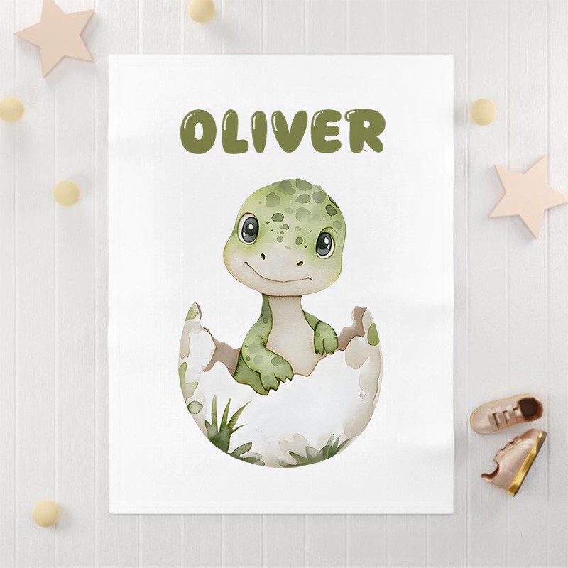 Personalized Cute Dinosaur Gender Neutral Baby Blanket Birthday Gift