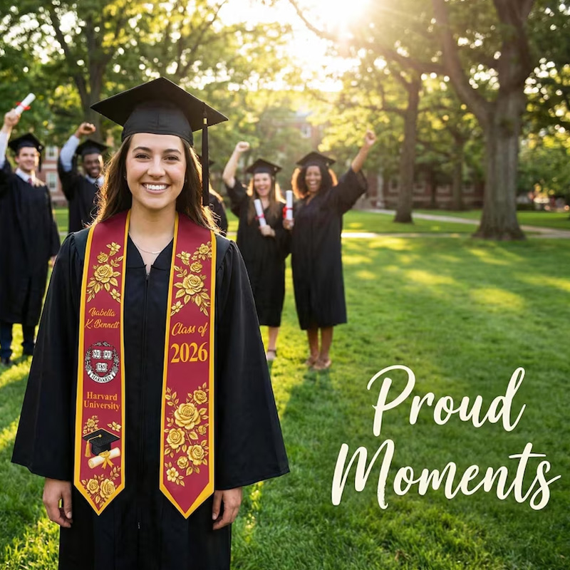 Personalized Graduation Stole Class of 2026 Custom Logo&Name Graduation Sash