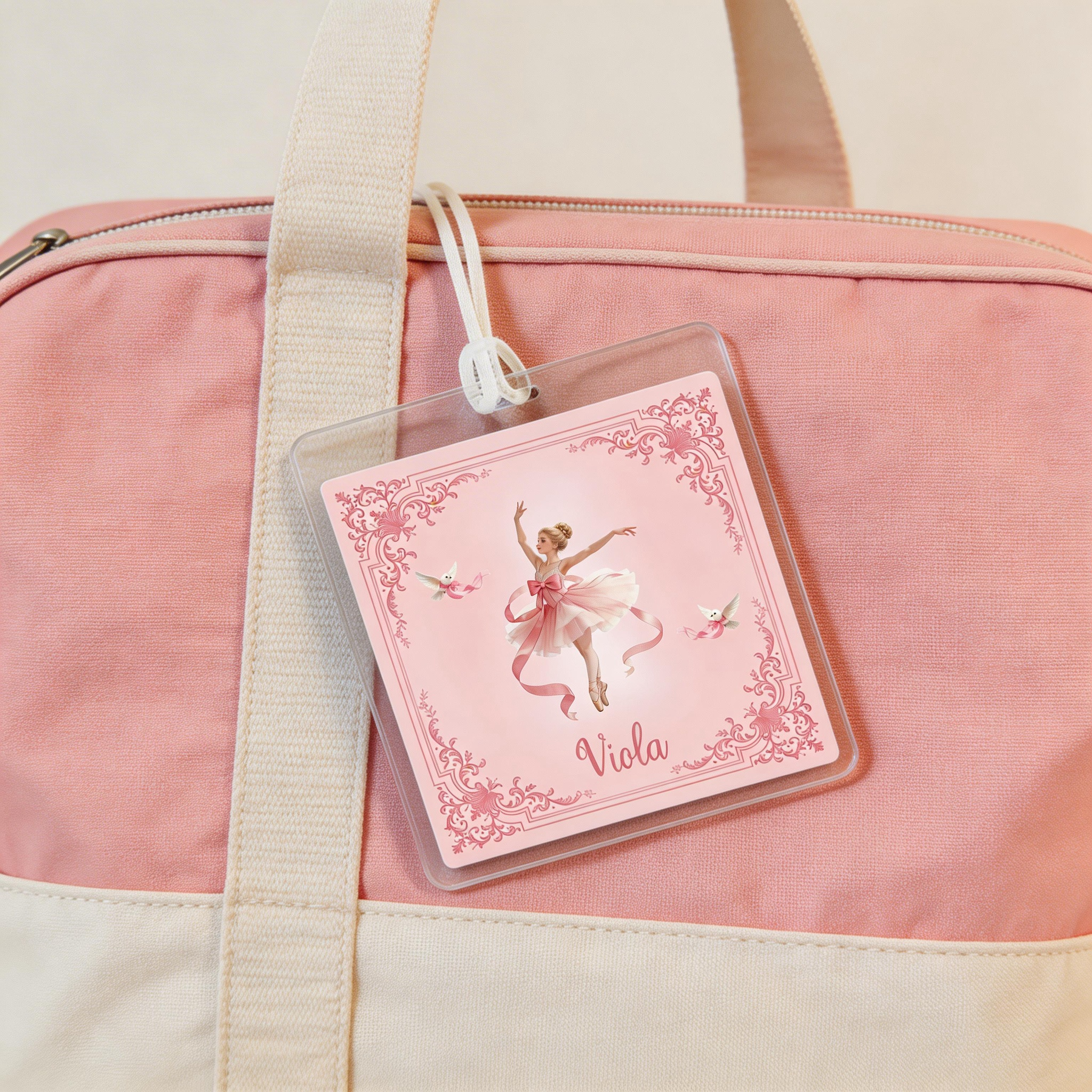Personalized Ballet Princess Bag Key Charm Custom Photo and Name Gift for Her