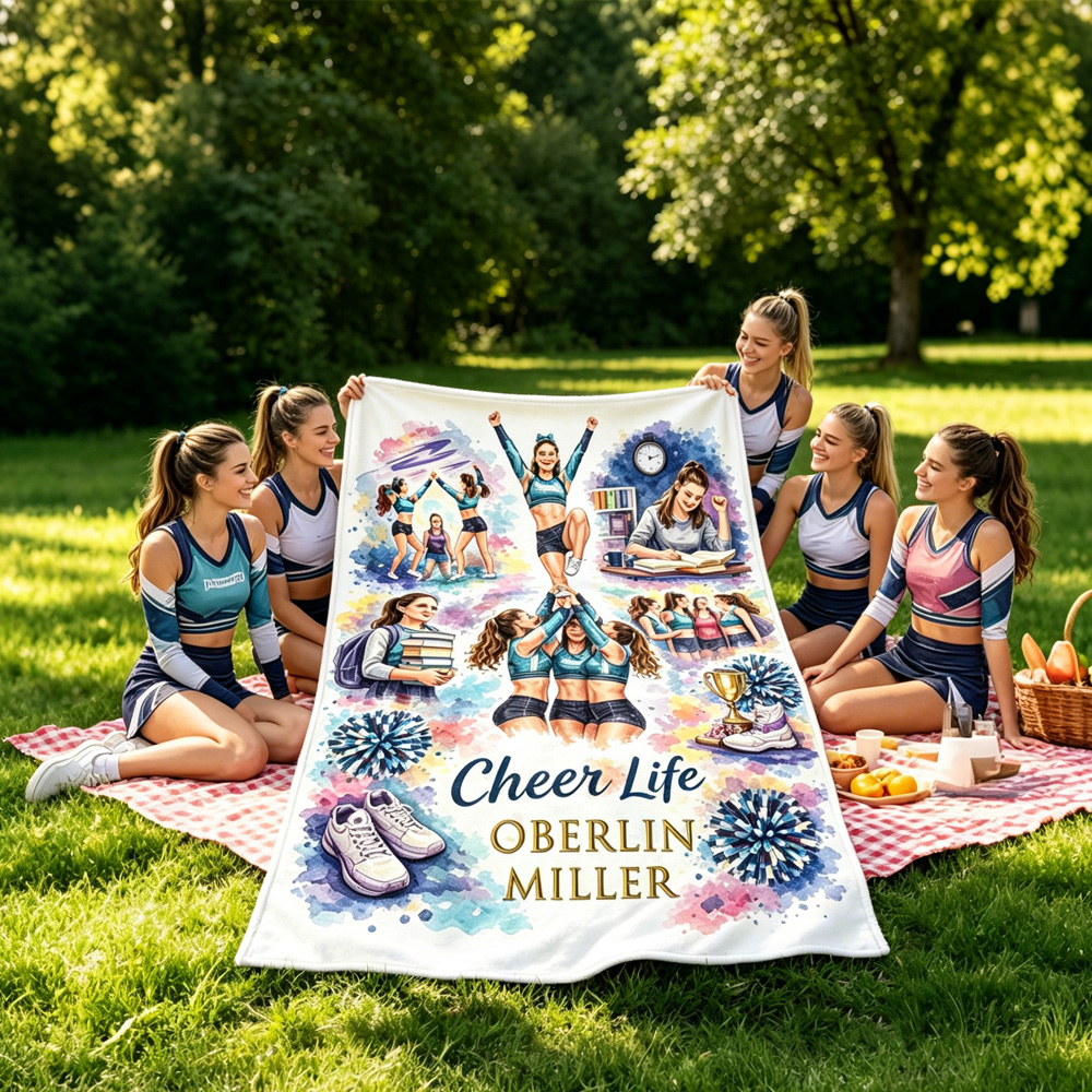 Personalized Cheer Life Blanket – Custom Cheerleading Gift for Girls