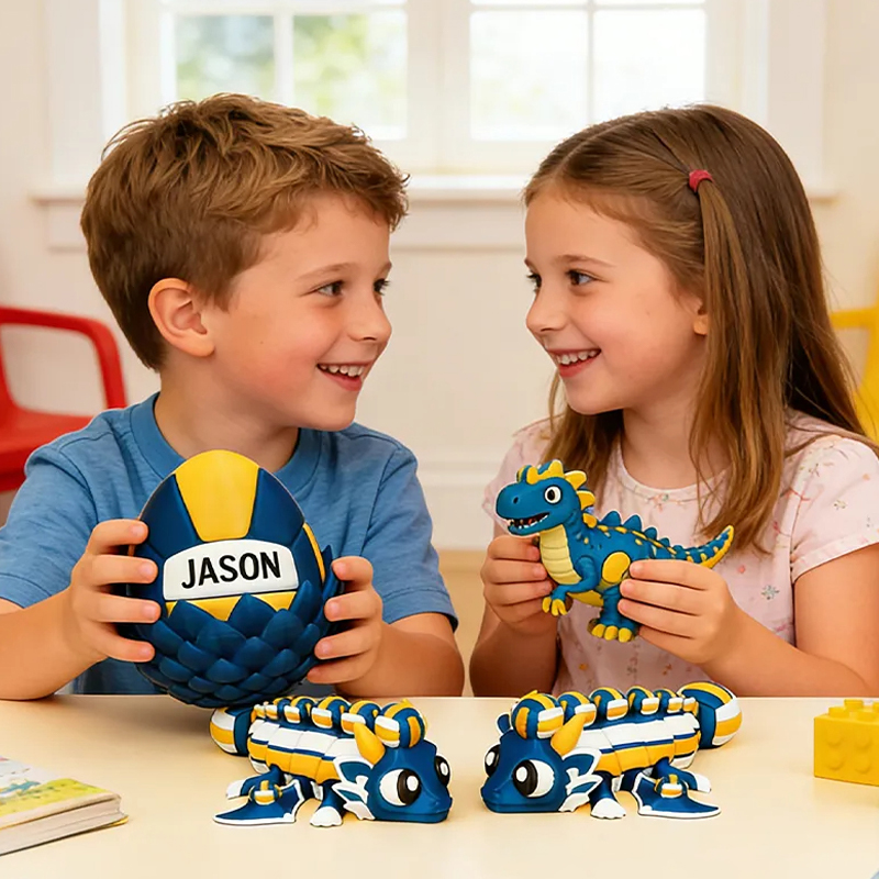 Personalized 3D Printed Volleyball Dragon and Egg Toy Set with Custom Name for Kids and Fans