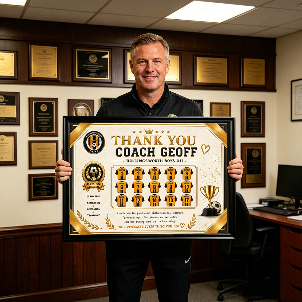 Personalized Soccer Coach Appreciation Plaque – Custom Team Thank You Gift from Players