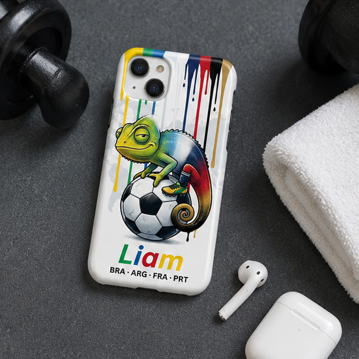 Personalized World Cup Chameleon Phone Case – Custom Name & Country List Soccer Fan Cover