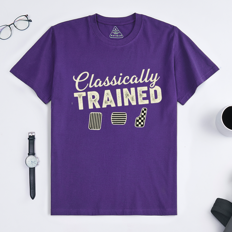 Classically Trained Manual Stick Shift Car Enthusiast Crew Neck Short Sleeve Casual Tee for Driving Lovers