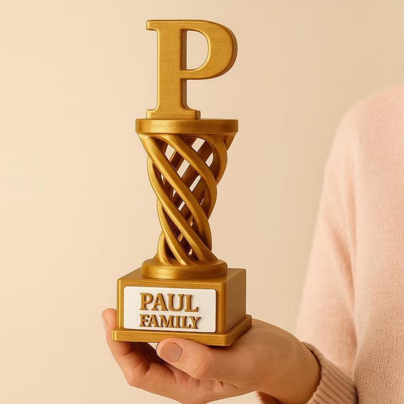 Personalized 3D Printed Basketball Trophy with Custom Family Name for Celebrations