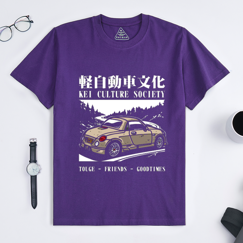 Japanese Kei Car Touge Drift Culture Crew Neck Short Sleeve Tee for JDM Kei Auto & Mountain Road Racing Enthusiasts