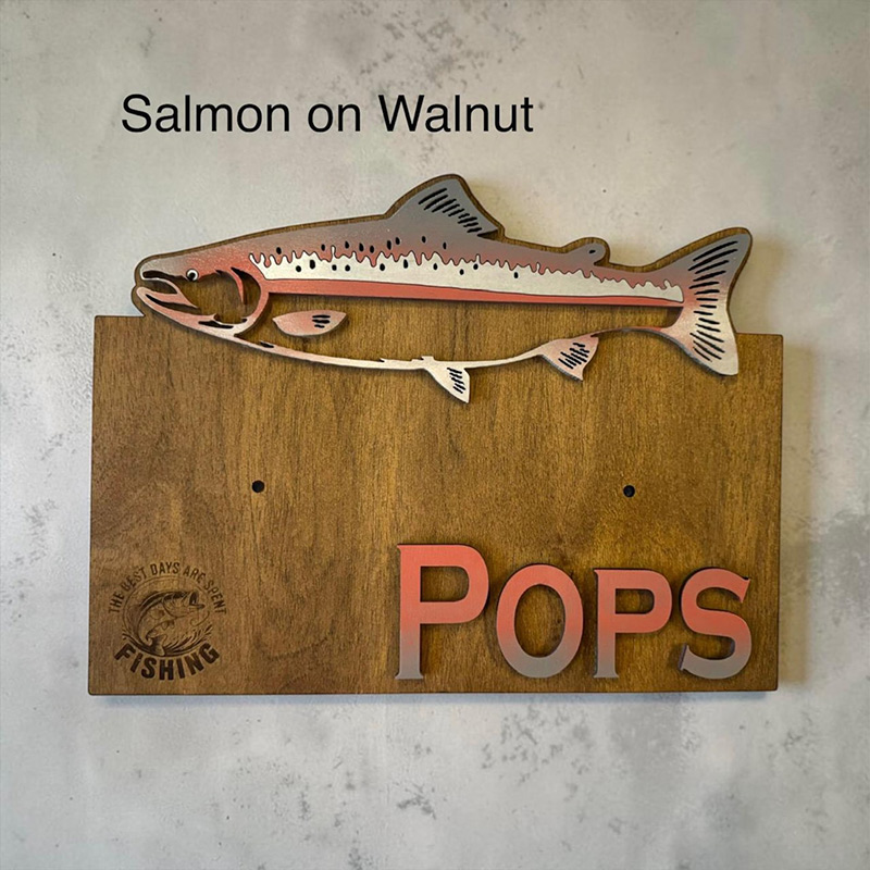 Personalized Reel Cool Dad Wood Fishing Rod Holder Custom Name 6-Rod Wall Rack for Dad Grandpa Fishing Lovers