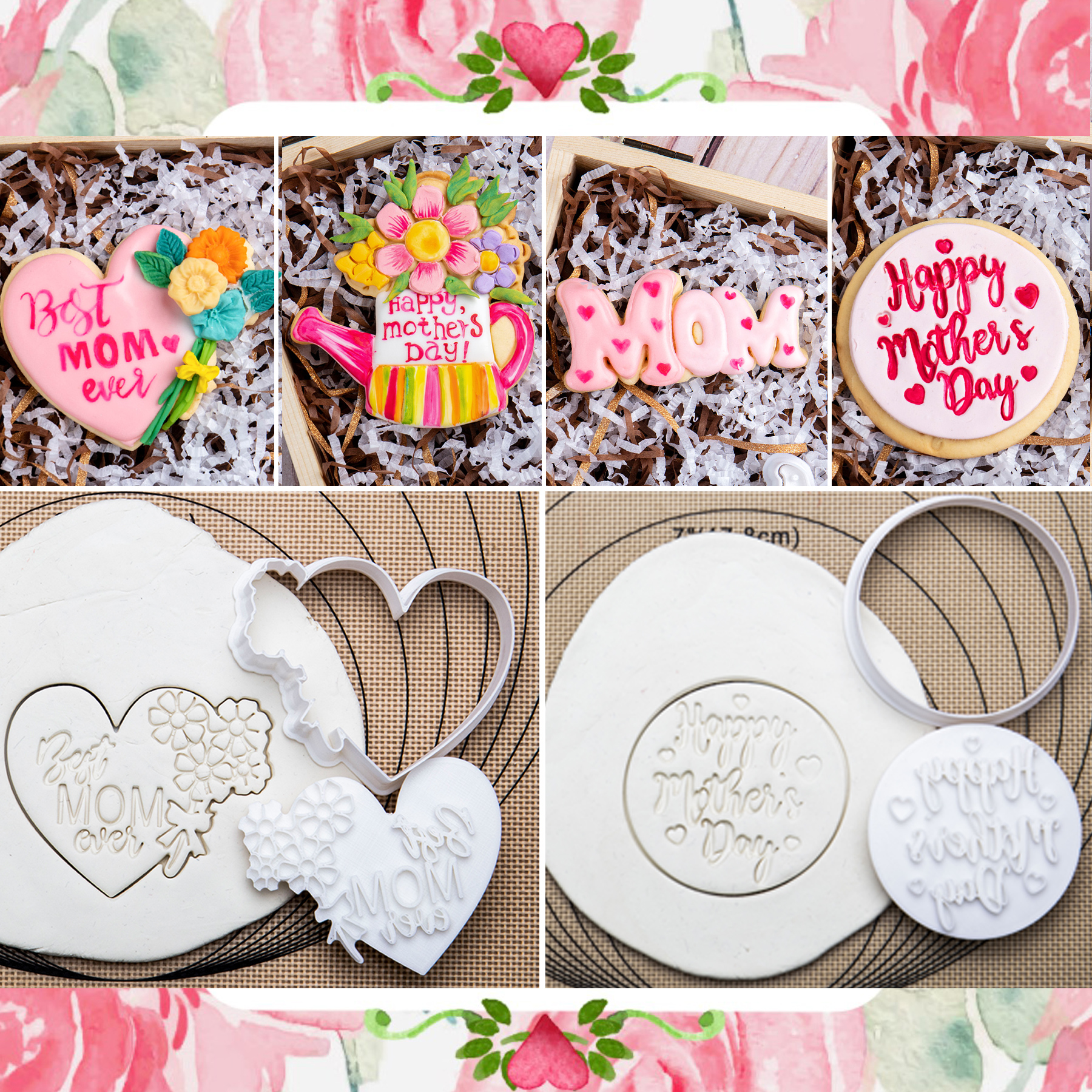 Mother's Day Cookie Cutters Cookie Stamp Cookie Molds Home Cookie Cutters Gift for Mom