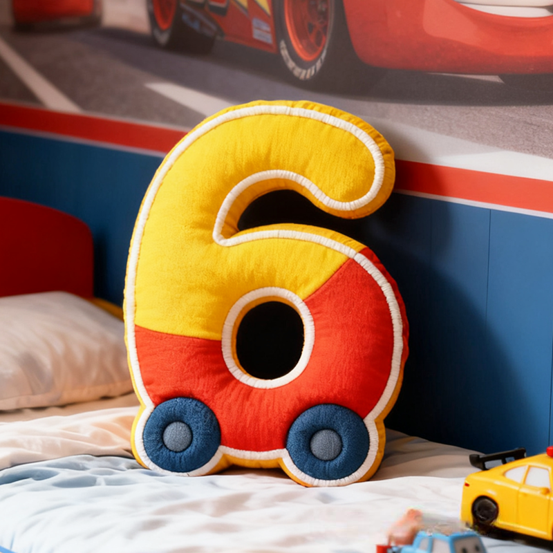 Personalized Cute Car Number Graphic 3D Print Pillow Christmas Gift for Kids Birthday Gift