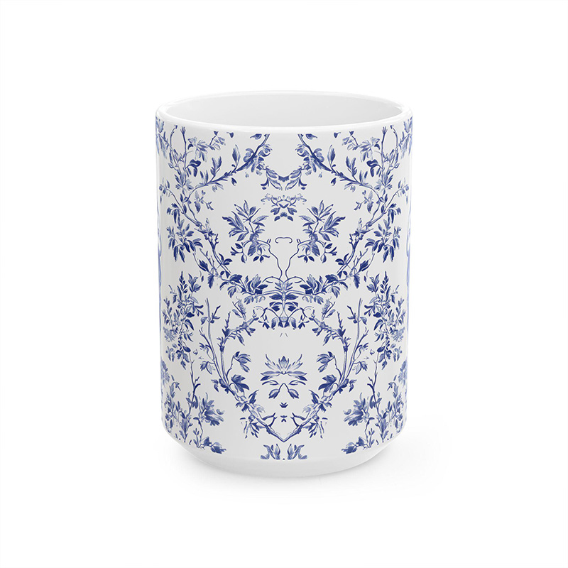 Personalized Jesus and Lost Lamb Blue Toile de Jouy 11oz 15oz Ceramic Mug with Name French Toile Coffee Cup Religious Gift for Women Faith Tea Cup